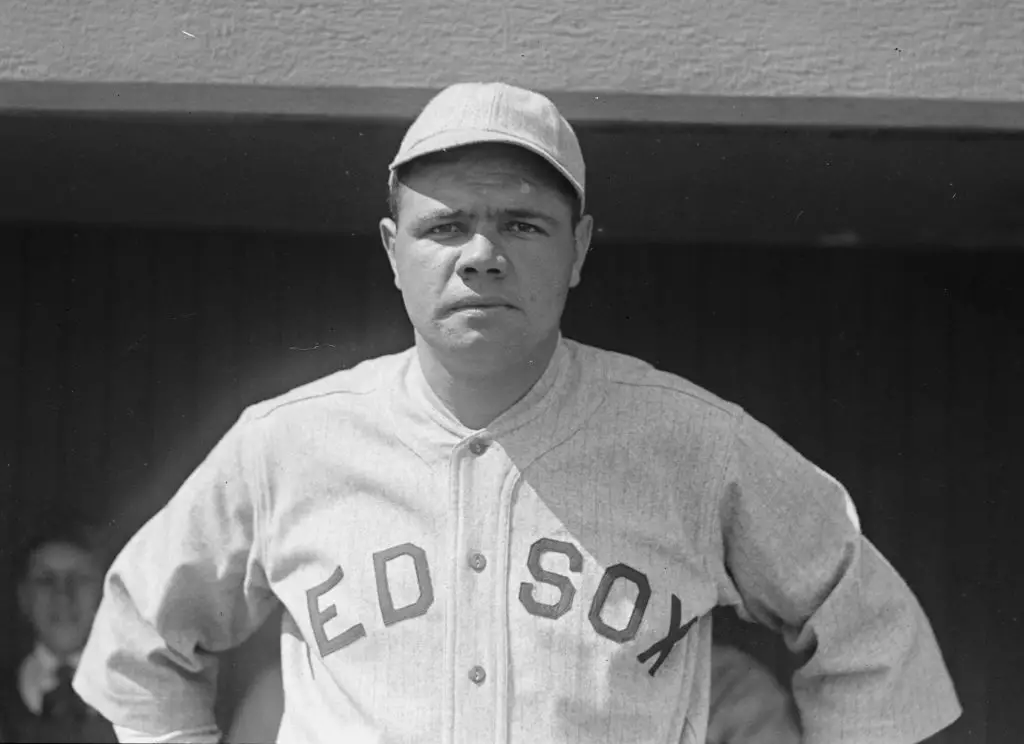 Babe Ruth in Red Sox Jersey before his move to the New York Yankees
