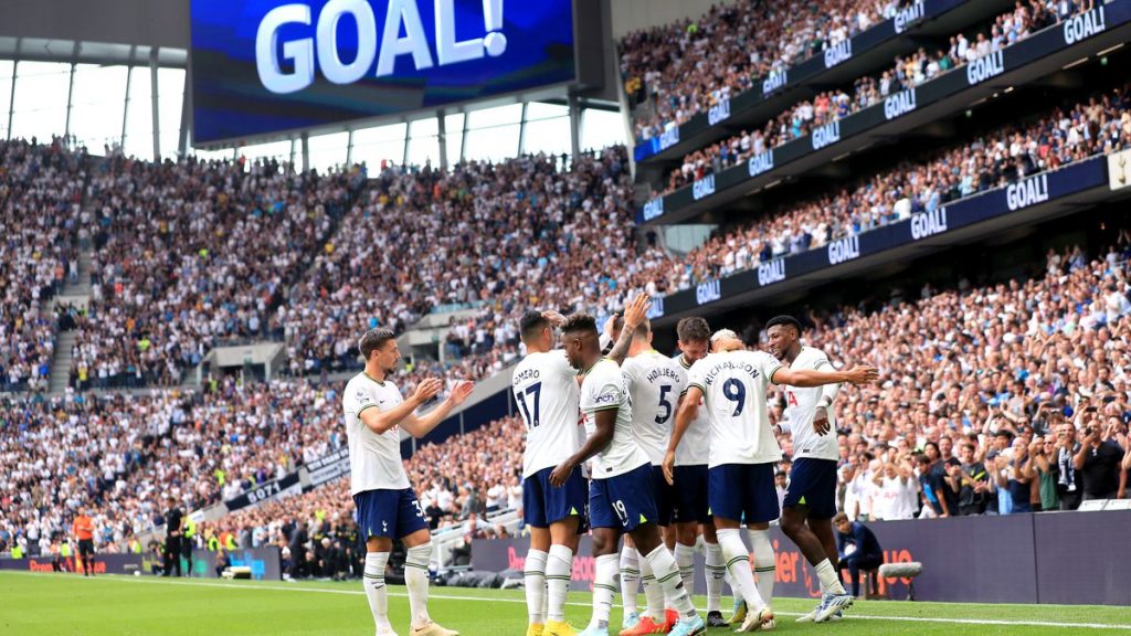 Tottenham Hotspur celebrating goal in Premier League game